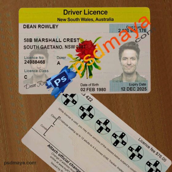 Australia NSW Driving License Psd Template Free Download - psdmayar.com