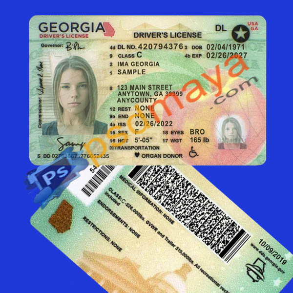 Georgia driving license psd template