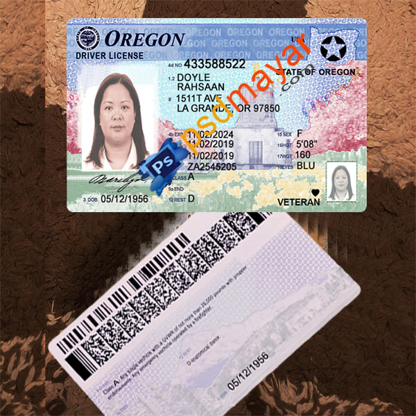 Oregon driving license psd template free download