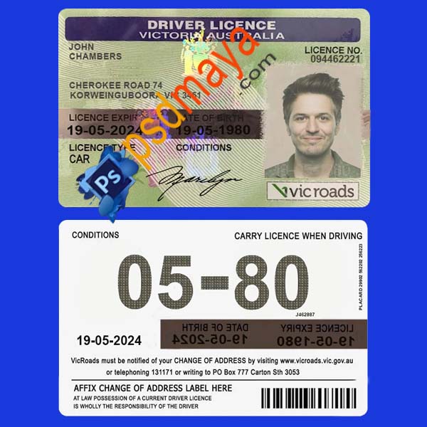Victoria Driving License Psd Template