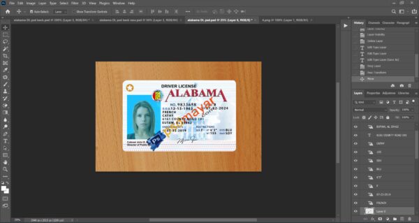 alabama driver license psd template