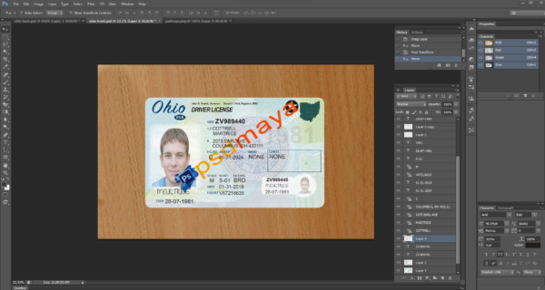 Fully Editable Ohio Driver License Psd Template