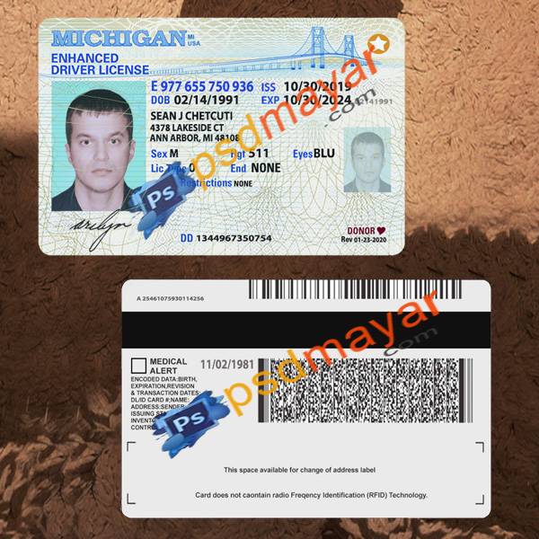 Michigan Driver License Template - PSD Documents