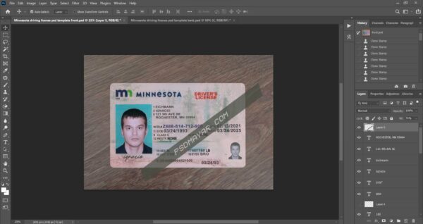 Minnesota driving license psd template