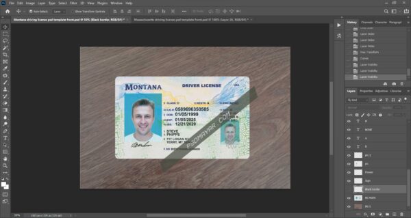 Montana driving license psd template