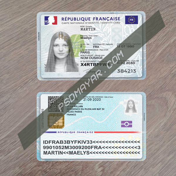 France Identity Card Psd Template