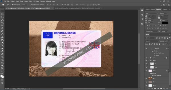 UK Driving License Psd Template
