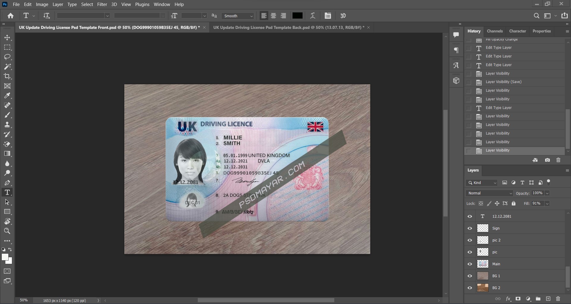 UK Update Driving License Psd Template