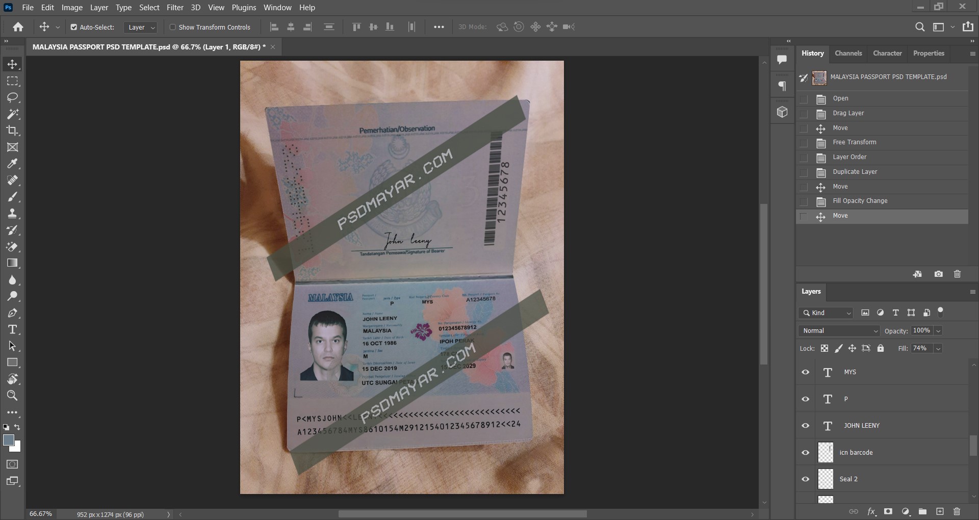 Malaysia passport PSD download scan and photo