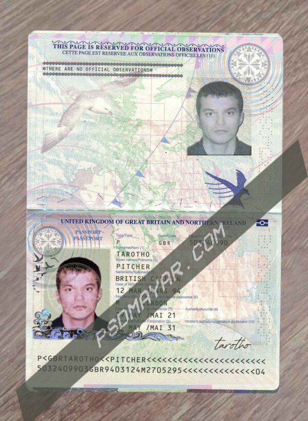 UK PASSPORT PSD TEMPLATE