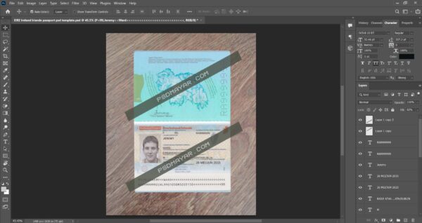 Ireland Passport PSD Template in 2024