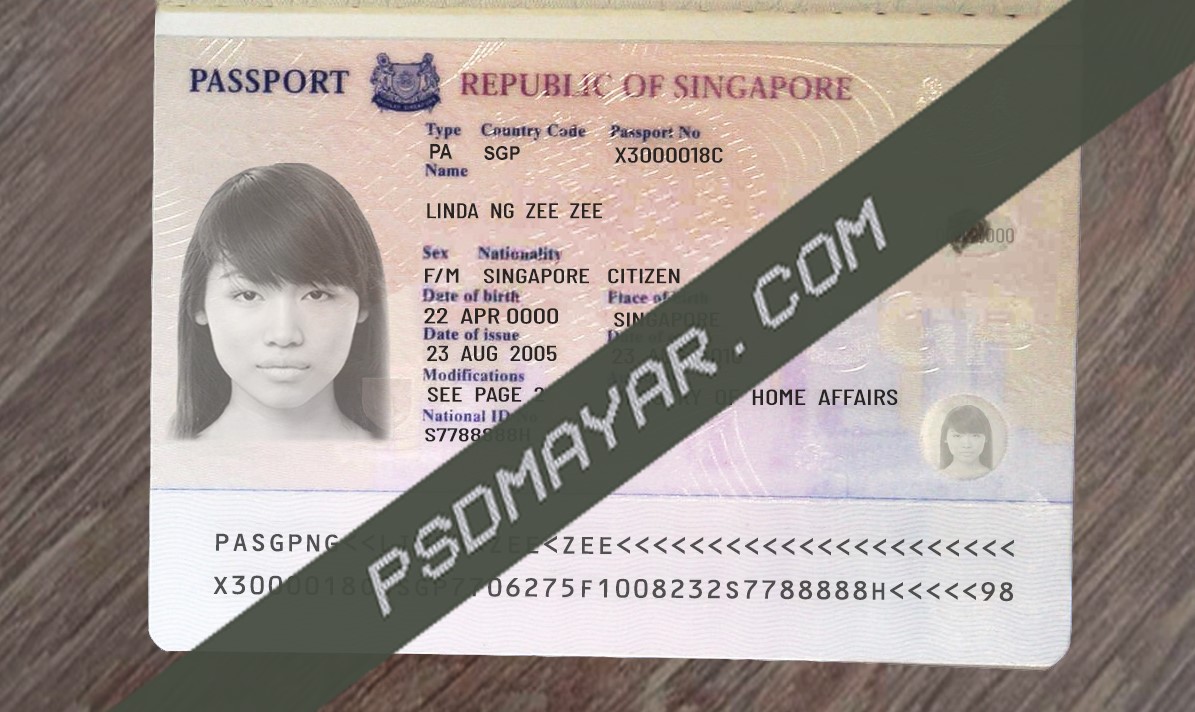 Singapore passport template in PSD format