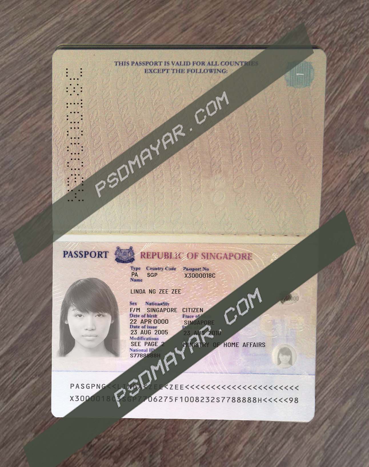 Singapore Passport Psd Template 2024