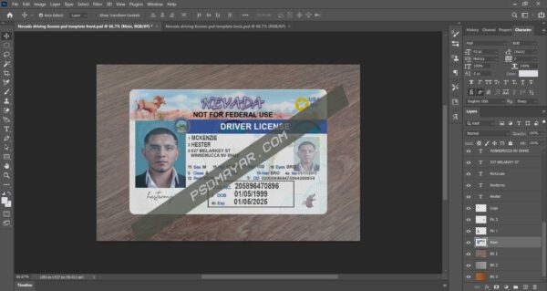 nevada driving license psd template free download