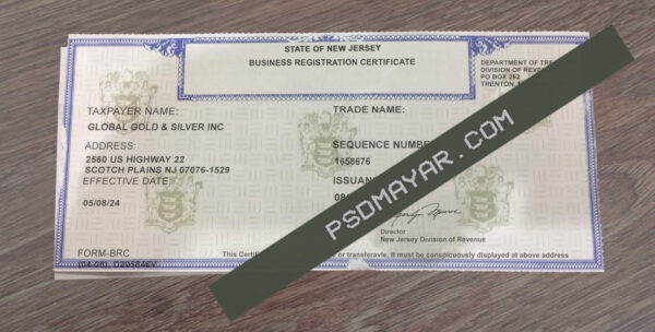 USA Business Registration Certificate