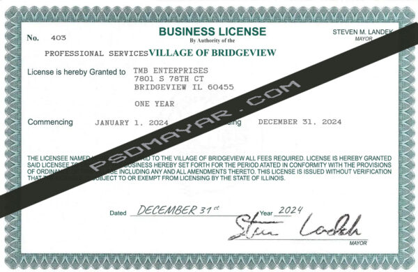 Illinois Business Registration Certificate