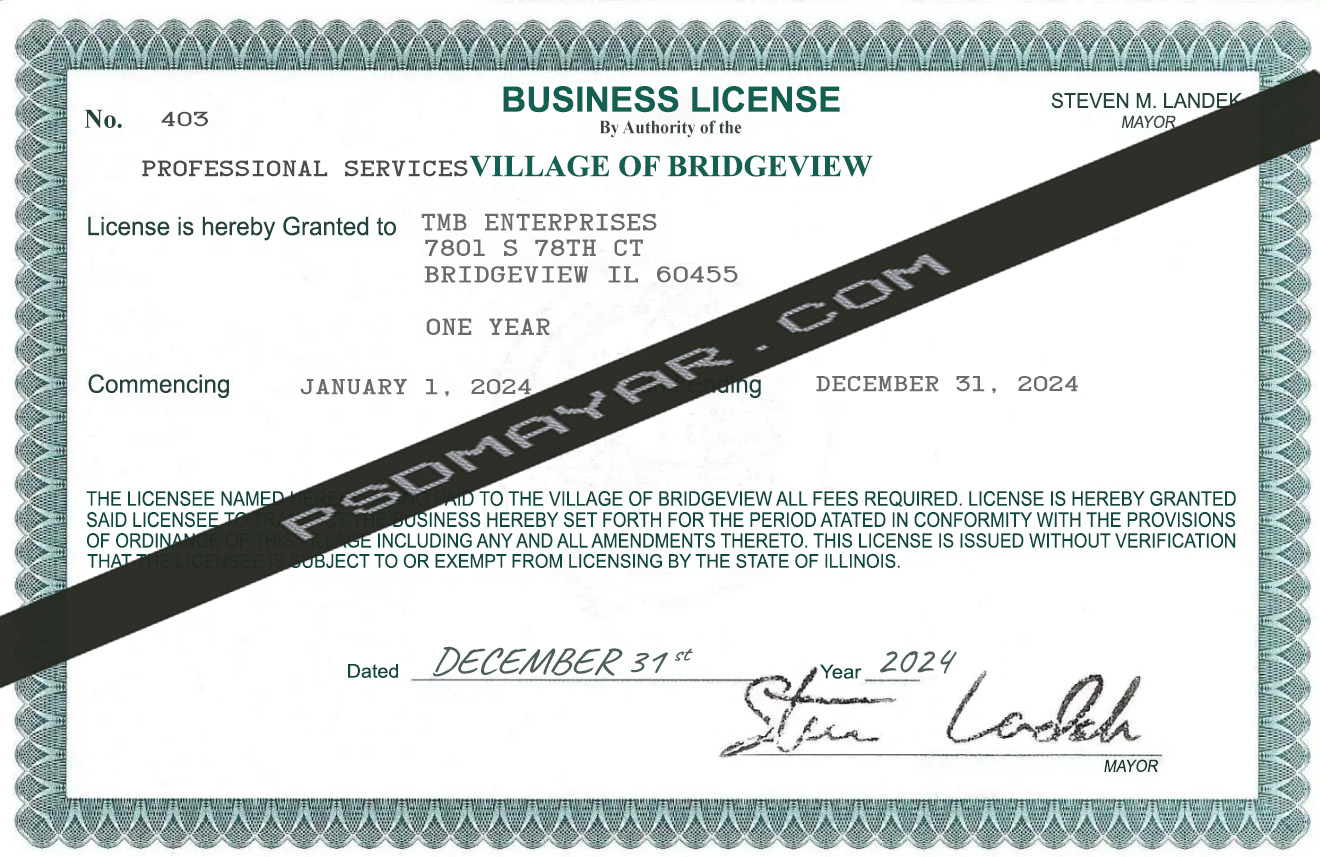 USA Illinois Business Certificate of Registration photo