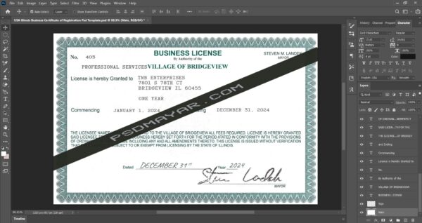 Illinois Business Registration Certificate