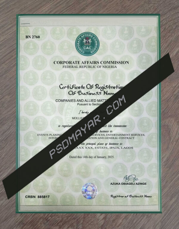 Organization Registration Certificate Nigeria