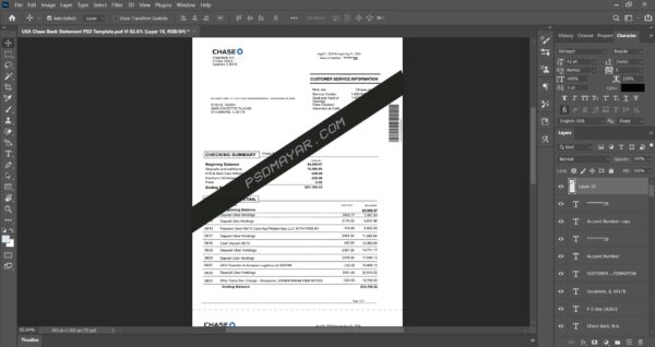 Chase Bank Statement PSD Template