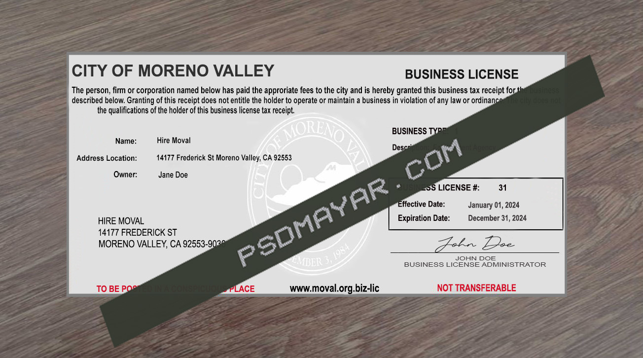 Moreno Valley business license