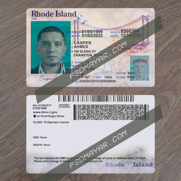 USA Rhode Island Driving License PDF File