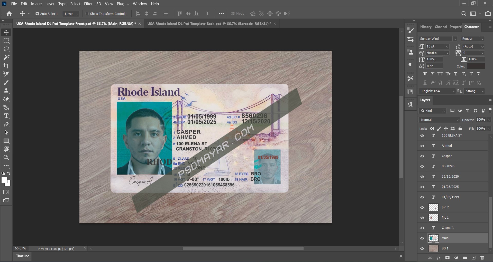 Rhode Island Driving License Psd Template