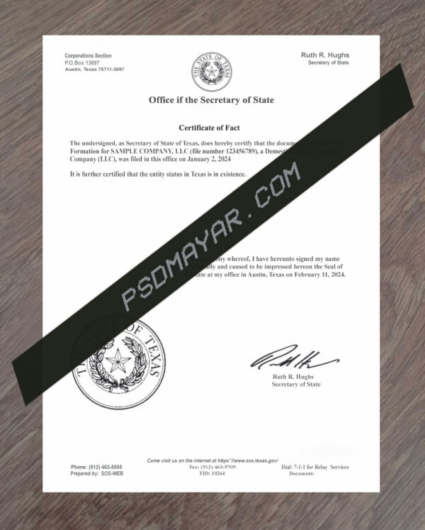 Business Registration Certificate LLC Texas