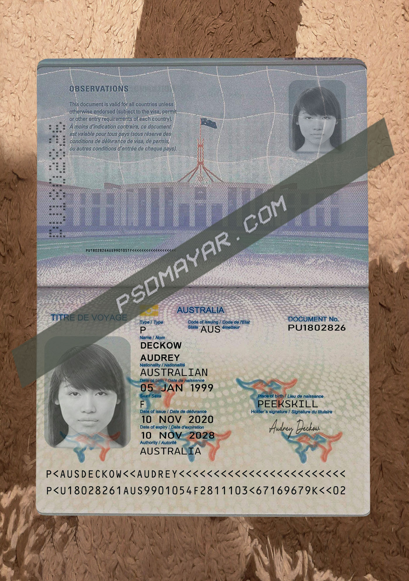 Australian Passport PSD Template