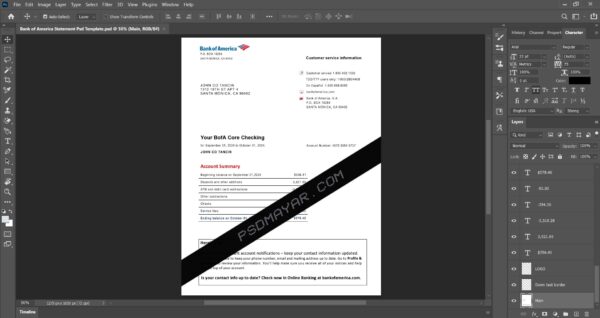 Bank of America Statement Template- Fully Editable