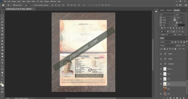 Ghana passport Psd Template